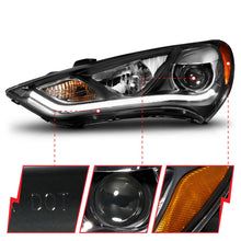 Load image into Gallery viewer, ANZO 2013-2015 Hyundai Genesis Projector Headlights w/ Plank Style Design Black (HID Compatible)