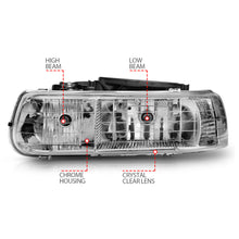 Load image into Gallery viewer, ANZO 1999-2002 Chevrolet Silverado 1500 Crystal Headlights Chrome