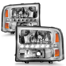 Load image into Gallery viewer, ANZO 2000-2004 Ford Excursion Crystal Headlights Chrome w/ LED 1pc