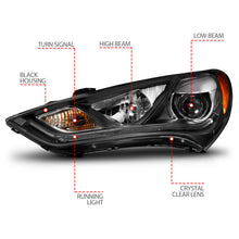 Load image into Gallery viewer, ANZO 2013-2015 Hyundai Genesis Projector Headlights w/ Plank Style Design Black (HID Compatible)