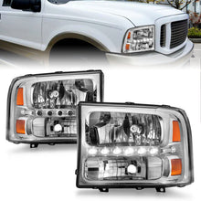 Load image into Gallery viewer, ANZO 2000-2004 Ford Excursion Crystal Headlights Chrome w/ LED 1pc