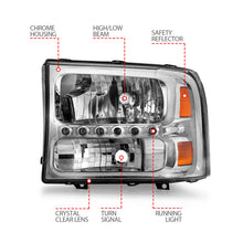 Load image into Gallery viewer, ANZO 2000-2004 Ford Excursion Crystal Headlights Chrome w/ LED 1pc