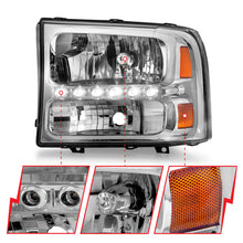 Load image into Gallery viewer, ANZO 2000-2004 Ford Excursion Crystal Headlights Chrome w/ LED 1pc